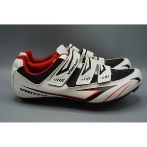 Venzo MX Mens Cycling Shoes White Black Red Size 8.5 US 42.5 EU ARC11 Cleats